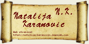 Natalija Karanović vizit kartica